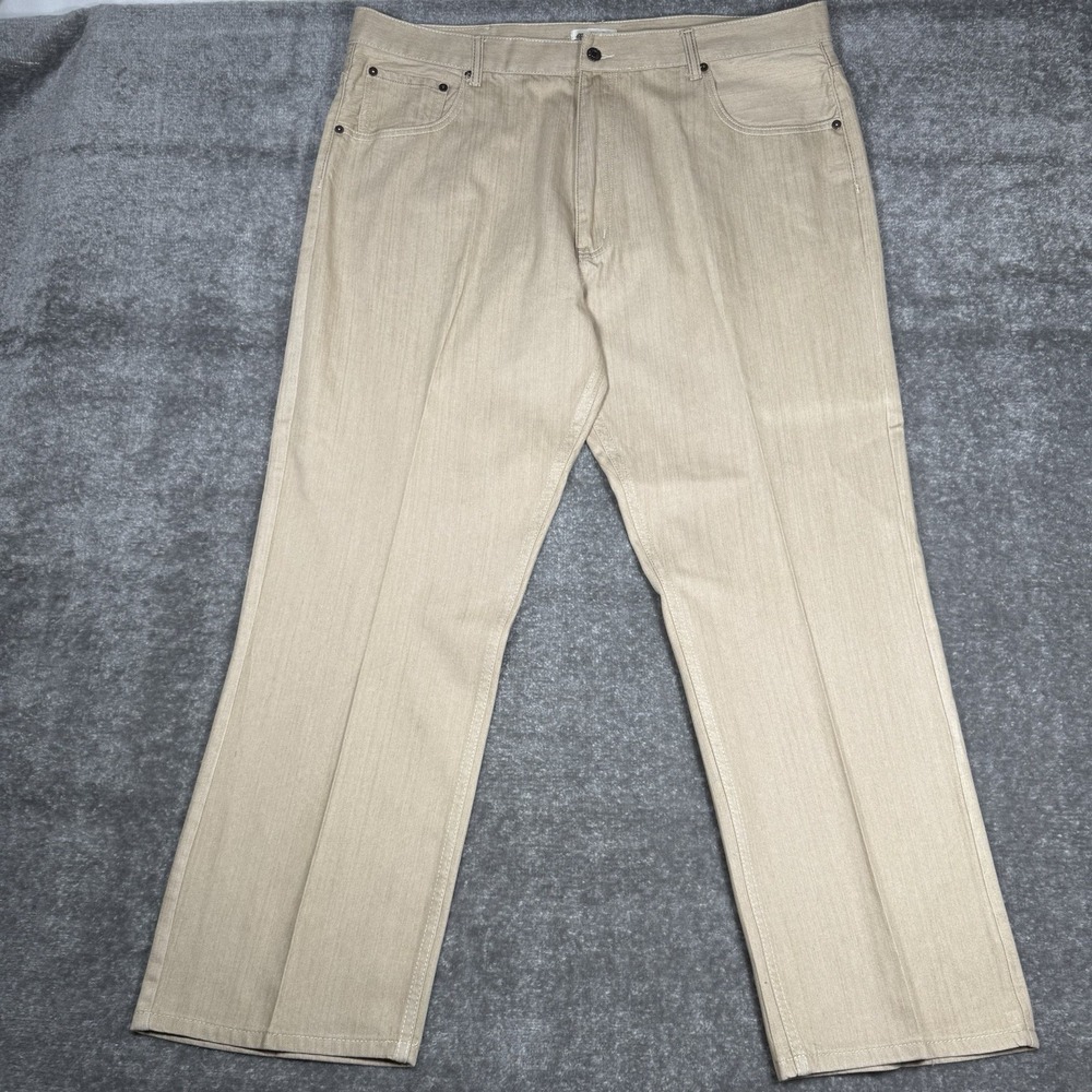 Members Property Jeans Men's 44x32 Beige Straight Leg Baggy‎ Streetwear *Flaw*